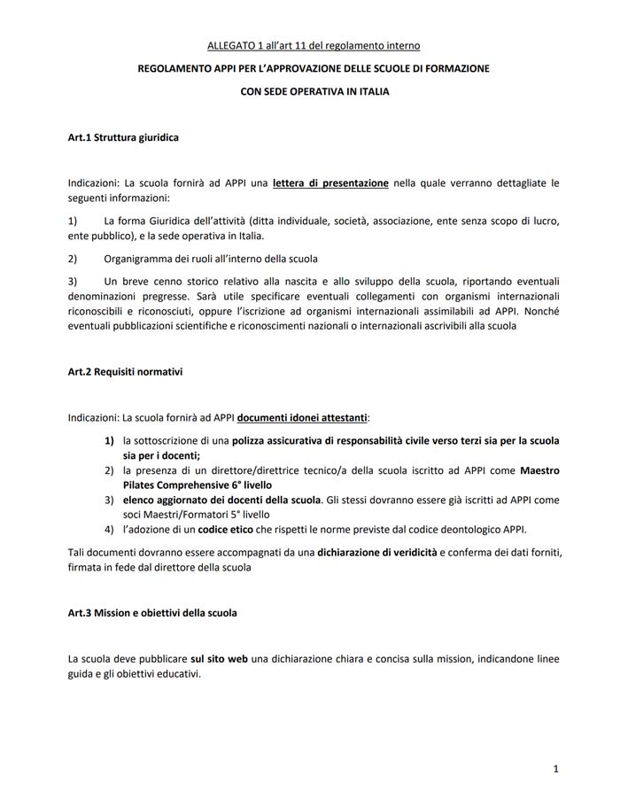 Documentazione Regolamento scuole approvate - APPI